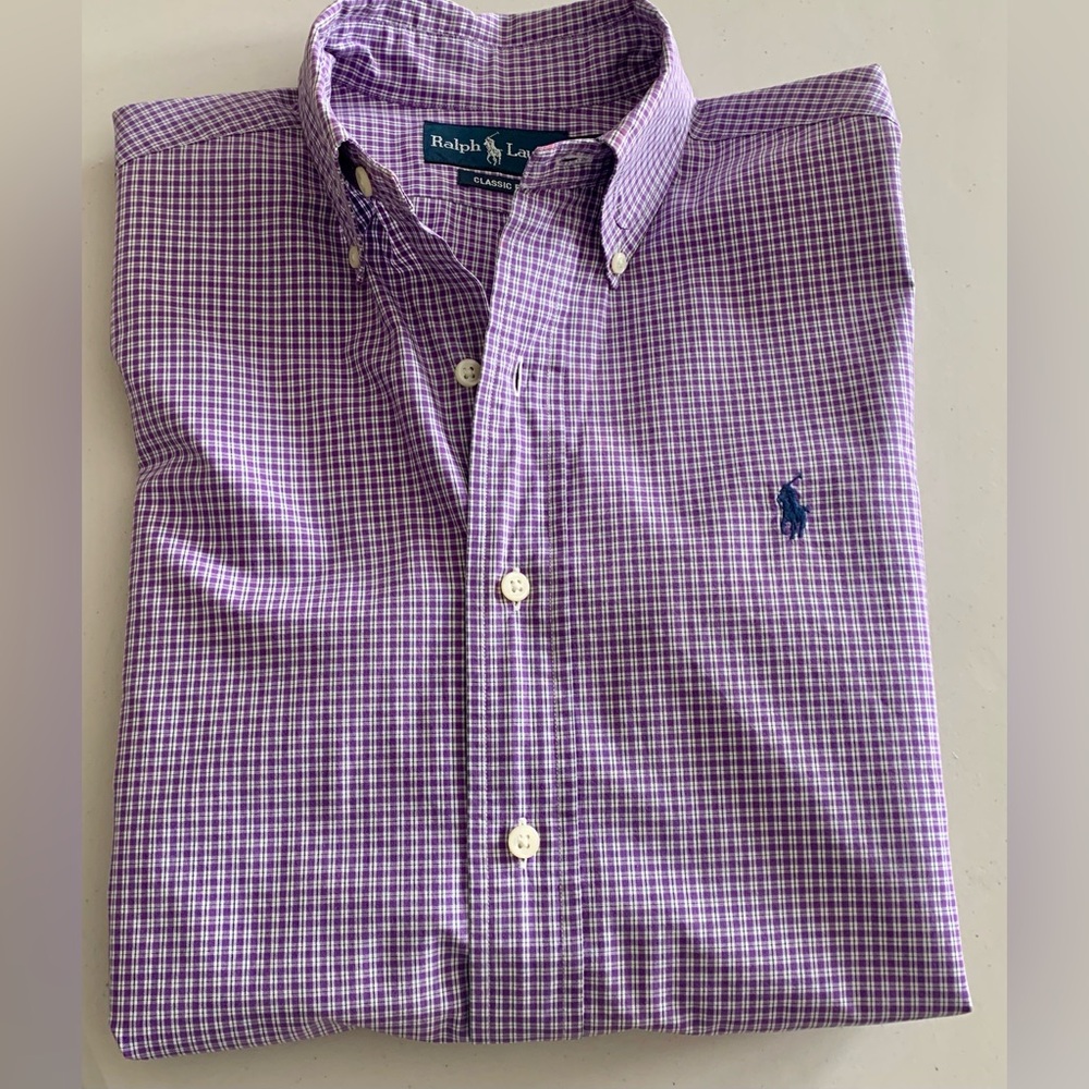 Ralph Lauren Classic Fit Gingham Oxford Size 14.5
